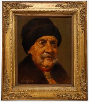 Bernd Funke - Mid 20th Century Oil, Portrait of a Man Wearing a Fur Hat