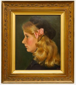 Framed Early 20th Century Oil - Young Girl in Profile