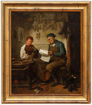 Gérard Jozef Portielje - Late 19th Century Oil, The Cobbler's Workshop