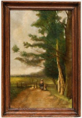 Framed 1937 Oil - Mother and Daughter