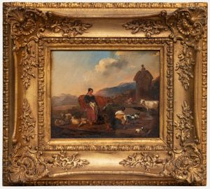19th Century Oil - Tending to the Animals