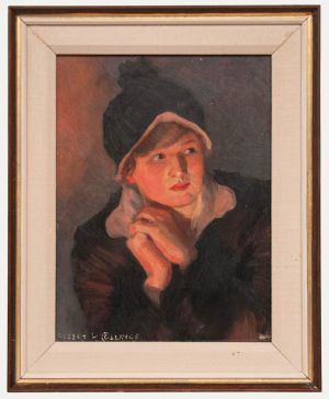 Albert Henry Collings - Early 20th Century Oil, Boy in a Knitted Hat
