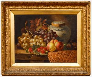 Charles Thomas Bale - Framed Late 19th Century Oil, Still Life of Grapes & Fruit