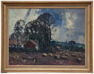 Geoffrey Chatten - 20th Century Oil, Bradwell Looking Over to Belton Church