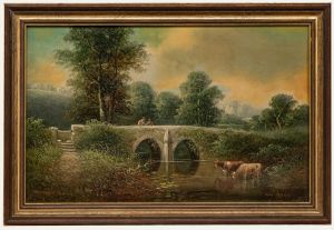 George Harris - Framed Early 20th Century Oil, Wickham Bridge
