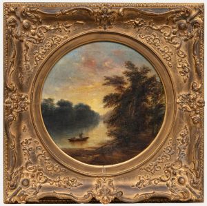 19th Century Oil - Fishing at Dusk