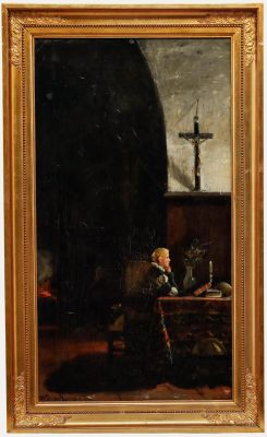 Wilhelm Larsen - 1879 Oil, Quiet Contemplation