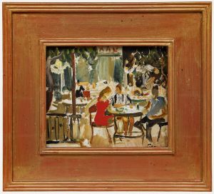 Yakov Tarasovich Besperstov - 1972 Oil, Café Scene