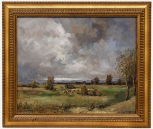 Simon Hohenegger - Framed 20th Century Oil, Farmer Amongst the Herd
