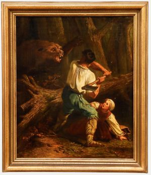 After Charles Verlat - 19th Century Oil, Battle of Life and Death