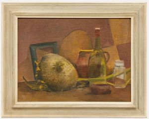 Ena I. Cox - Framed 20th Century Oil, Green Bottle & Sunflower