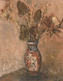 Phyllis Young - Signed Contemporary Oil, Vase with Dried Flowers