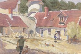 Laurence H.F. Irving (1897-1988) - Mid 20th Century Gouache, A French Farmyard