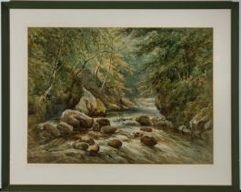 Henry Earp Senior (1831-1914) - Mid 20th Century Watercolour, Fishing in a Wood