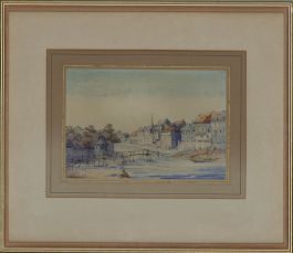 Mid 20th Century Watercolour - Town Winter Scene