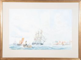 Peter Wall - Signed & Framed 1990 Watercolour, HMS Victory