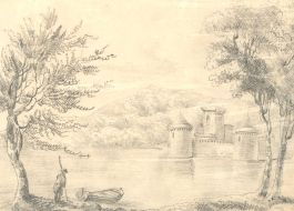 Mary Anne Baignis - c. 1825 Graphite Drawing, Castle by the Water