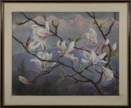 20th Century Pastel - View with Magnolias