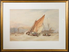 A.H. - 1885 Watercolour, Boats at Sea