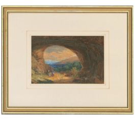 Mid 19th Century Watercolour - In the Cave