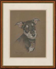 Luisa Dominguez - Signed & Framed Contemporary Pastel, The Mayor's Mutt