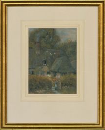 Early 20th Century Gouache - The Thatched Cottage