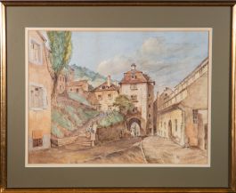 Attrib. T.M. Richardson Jnr. RWS (1813-1890) - 1858 Watercolour, The Old Gate