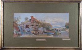 E. Armstrong - 1880 Watercolour, Cottages near Burley