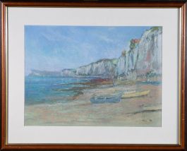 1996 Pastel - Cliffs and Boats