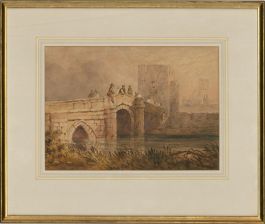 Early 19th Century Watercolour - Bridge By The City Walls