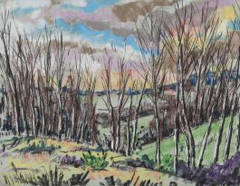 J. V. - French School 1957 Pastel, Winter Landscape