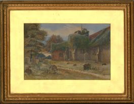 James H. Guild - 1884 Watercolour, Abandoned Church Graveyard