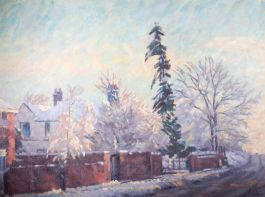 David Wilson (1919-2013) - 1985 Oil, St Albans In The Snow