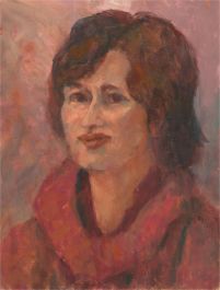 Barbara Doyle (b.1917) - Contemporary Oil, Puce Portrait