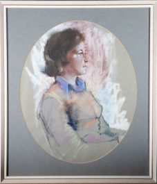 20th Century Pastel - Seated Figure with Blue Shirt