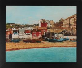 Le Davey - Signed Mid 20th Century Oil, Cornish Harbour