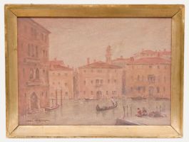 John Weston Gough (1929-2019) - Framed 20th Century Oil, Pink Sunset, Venice