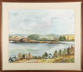 Contemporary Watercolour - Cottages by the Lake