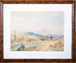 Late 19th Century Watercolour - Sheep Grazing In The Hills