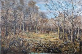 E.W.H. Smith - 1978 Oil, Stag in a Woodland Clearing