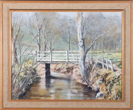 N. Howard - 1973 Oil, Bridge Over The River Dove, Farndale