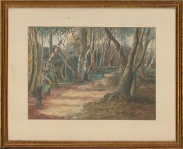 J.E. Whinnerah - 1968 Watercolour, Into the Woods