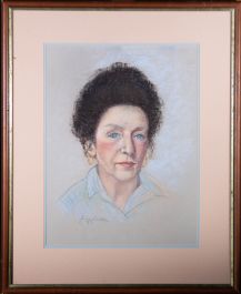 June Caston - 1997 Pastel, Woman in Gold Earrings