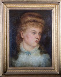 E. Robinson - 1870 Oil, Young Victorian Beauty