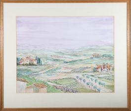 Jack Gatehouse - 1969 Watercolour, Farms & Farmland, Provence