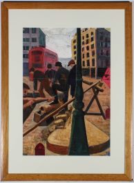 Framed 20th Century Acrylic - City Maintenance