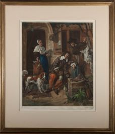 Arthur Hogg (1872-1949) after Metsu - 1927 Mezzotint, The Sleeping Sportsman