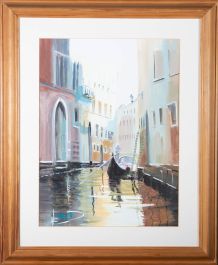 Basio - Contemporary Gouache, A Quiet Canal