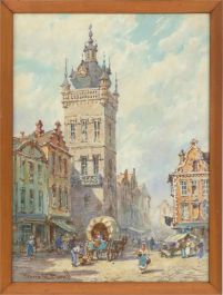 Pierre Le Boeuff - Early 20th Century Watercolour, Continental Clock Tower