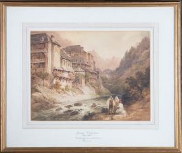 Attrib. G. Nicholson (1787-1878) - Watercolour, Cauterets sur St Savin, Pyrenees